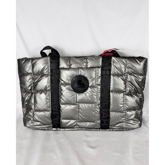 Pajar Canada Quilted Metallic Tote Bag Gunmetal Grey - Picture 8 of 8